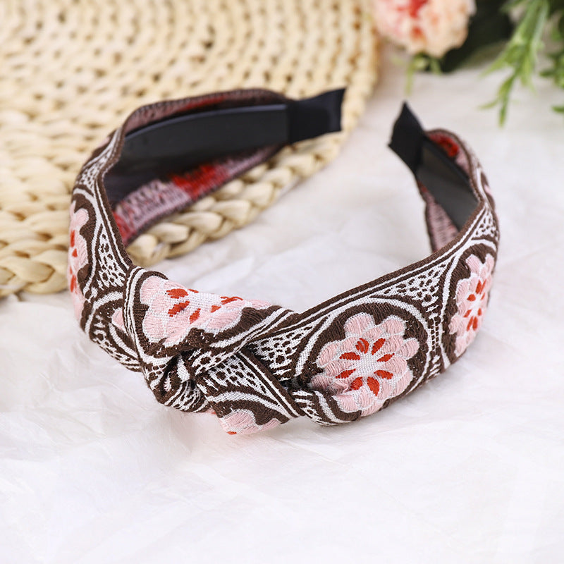 Wholesale Fabric Bohemian Embroidered Flowers Headbands